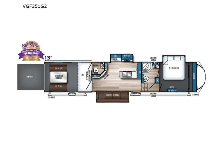 Representative floor plan provided by a trusted RVshare partner.