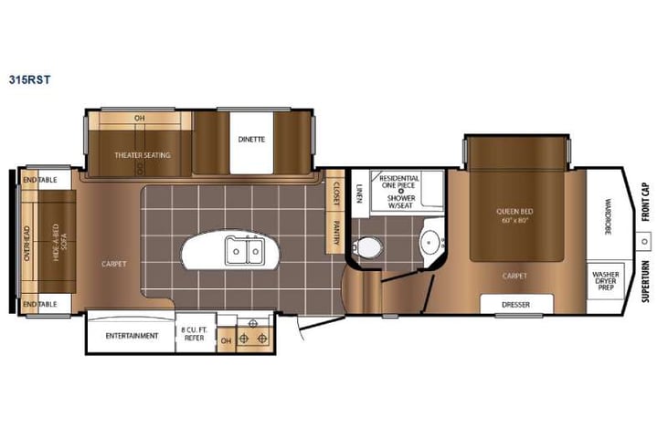 Representative floor plan provided by a trusted RVshare partner.
