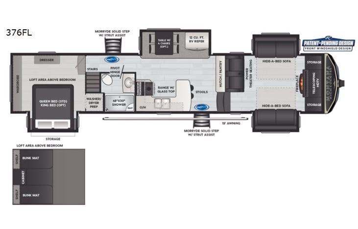Representative floor plan provided by a trusted RVshare partner.