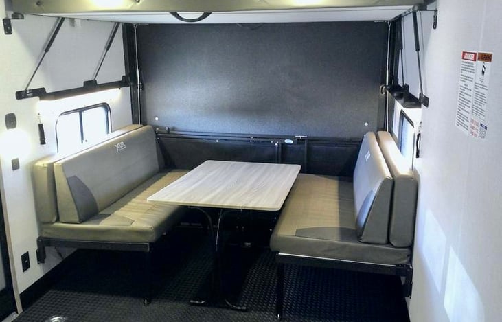 many configuration options for rear section- upper king size mattress in stowed away position