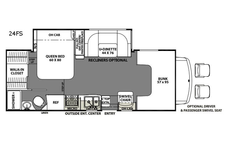 Representative floor plan provided by a trusted RVshare partner.