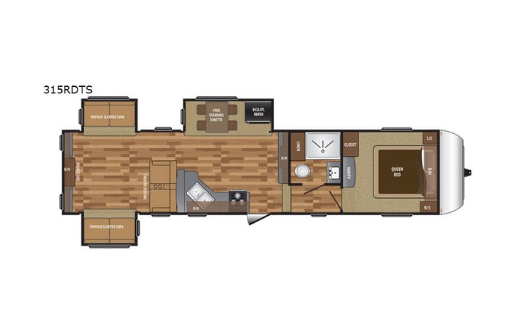 Representative floor plan provided by a trusted RVshare partner.
