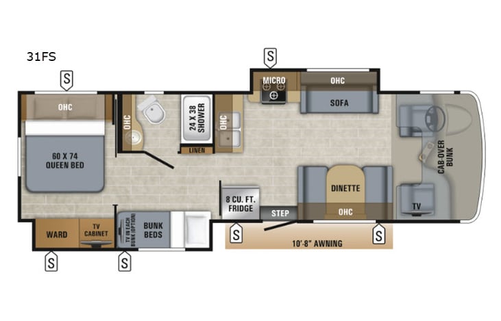 Representative floor plan provided by a trusted RVshare partner.