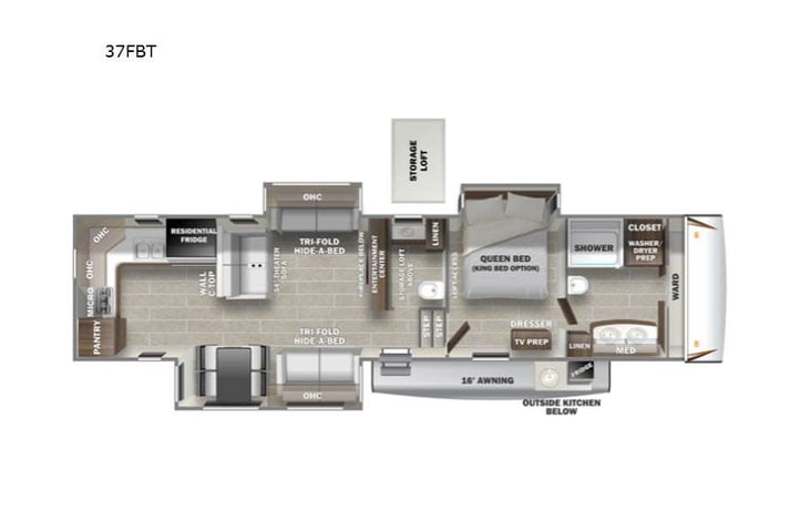 Representative floor plan provided by a trusted RVshare partner.