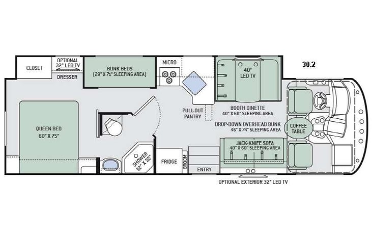 Representative floor plan provided by a trusted RVshare partner.