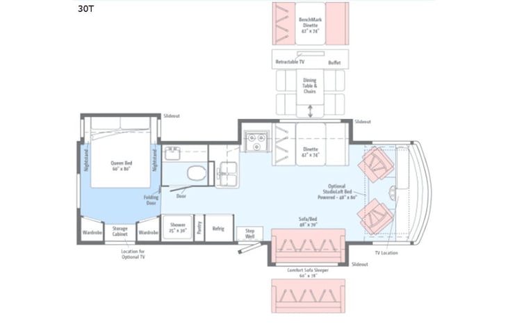 Representative floor plan provided by a trusted RVshare partner.