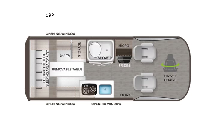 Representative floor plan provided by a trusted RVshare partner.