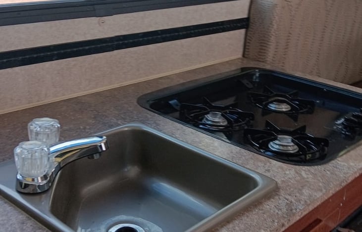 Warm water works on electric or propane, outdoor shower too.