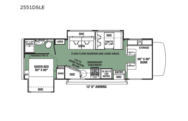 Representative floor plan provided by a trusted RVshare partner.