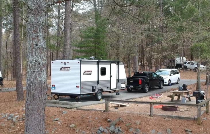 Dropped Pin Life Bunkhouse at one of our favorite spots: McKinney Campground - Campsite #35