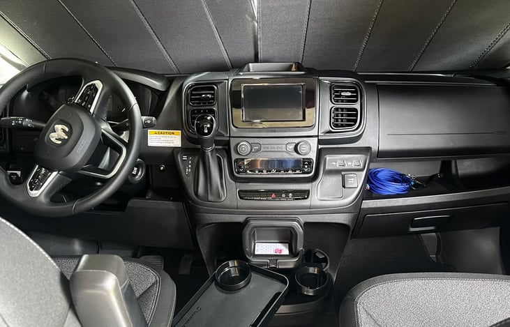 Indoor privacy covers and control panel.