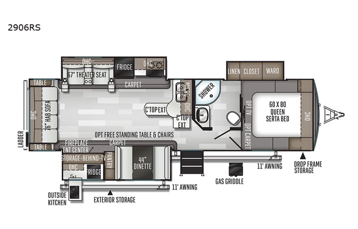 Representative floor plan provided by a trusted RVshare partner.
