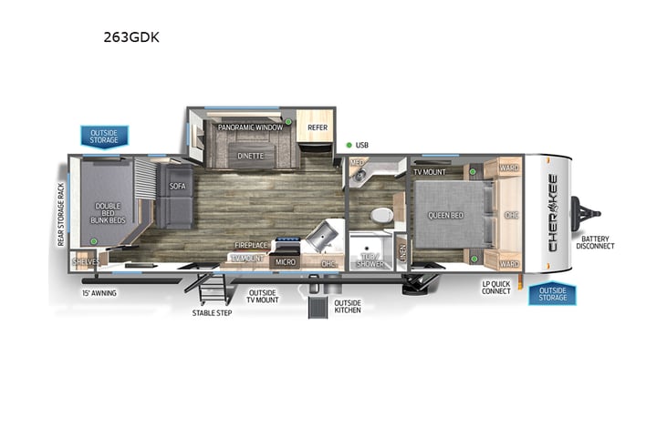 Representative floor plan provided by a trusted RVshare partner.