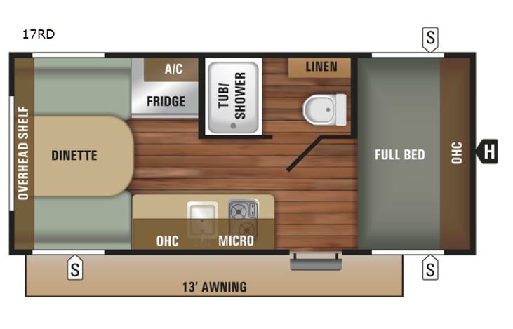 Representative floor plan provided by a trusted RVshare partner.