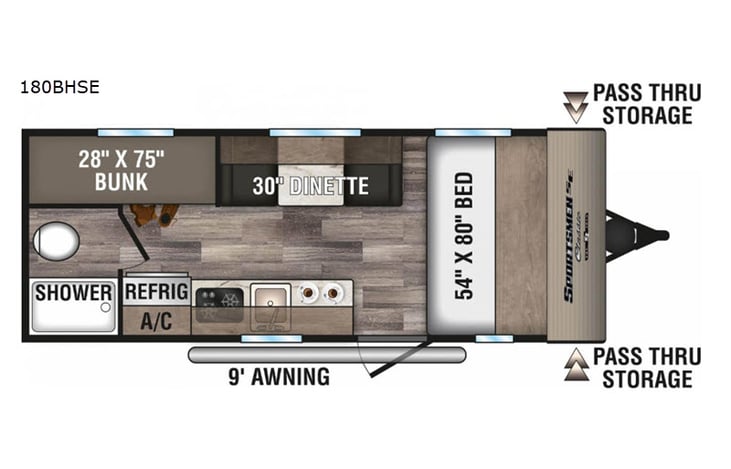 Representative floor plan provided by a trusted RVshare partner.