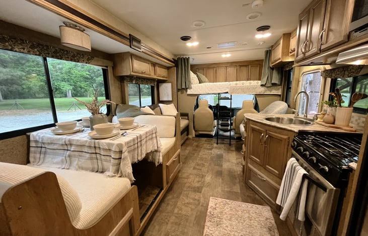 Enjoy your meal in the dinette that can also fold down into another bed for two!