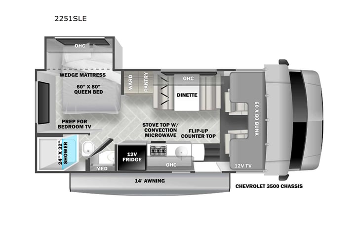 Representative floor plan provided by a trusted RVshare partner.
