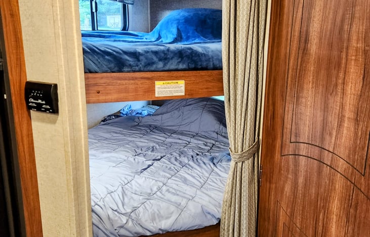 Top and Bottom bunks for the kids to have their own space to relax. Maximum weight 200 pounds for both top and bottom bunks.