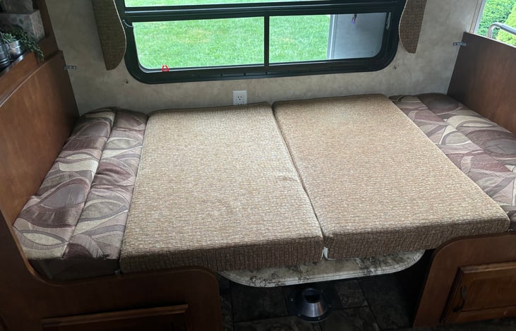 Table bed open for sleeping