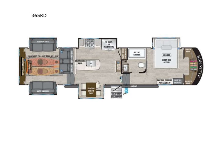 Representative floor plan provided by a trusted RVshare partner.