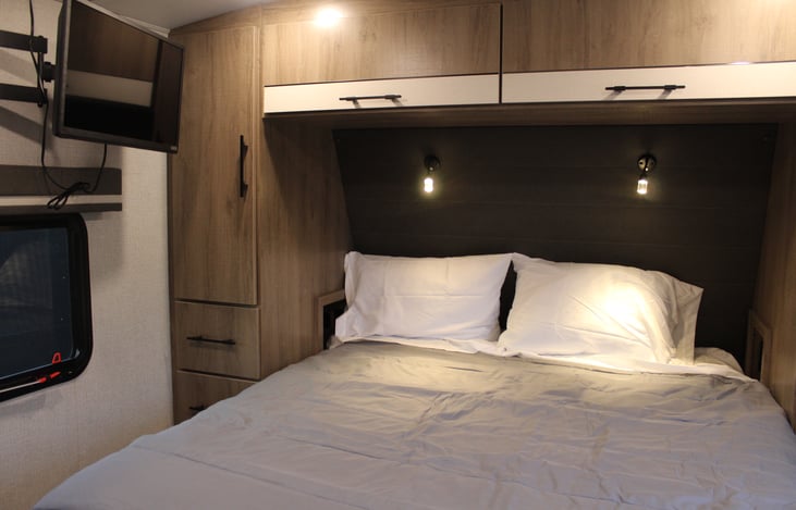 Queen bed in master bedroom