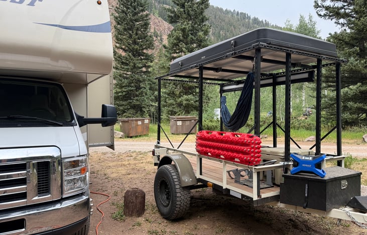 We tow it with the class c RV, great for brining a non family member