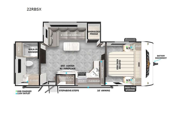 Representative floor plan provided by a trusted RVshare partner.