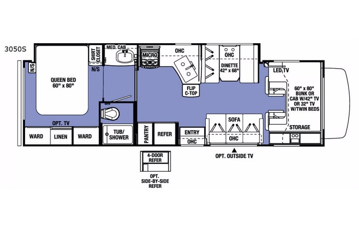Representative floor plan provided by a trusted RVshare partner.