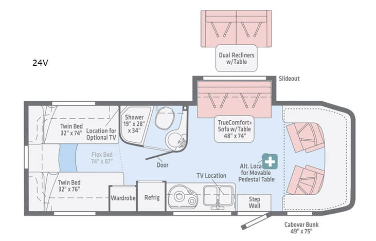 Representative floor plan provided by a trusted RVshare partner.