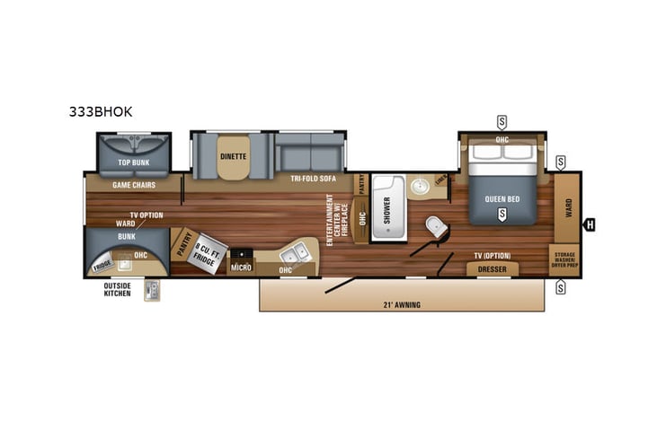 Representative floor plan provided by a trusted RVshare partner.