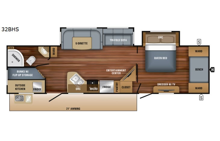 Representative floor plan provided by a trusted RVshare partner.