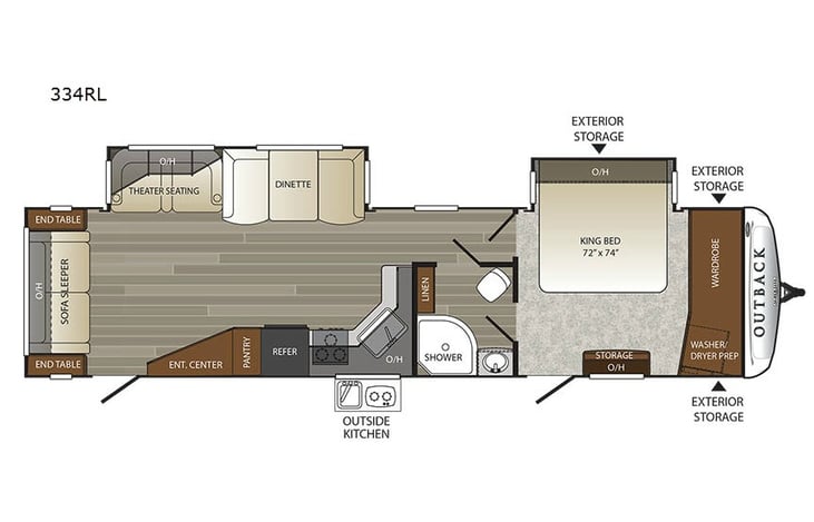 Representative floor plan provided by a trusted RVshare partner.