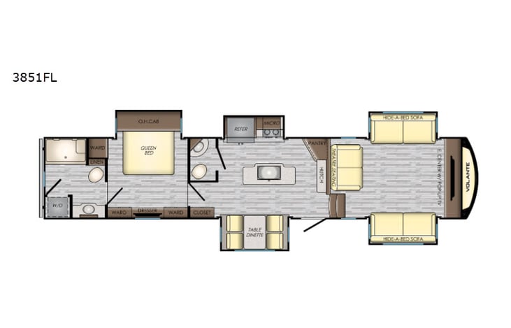 Representative floor plan provided by a trusted RVshare partner.
