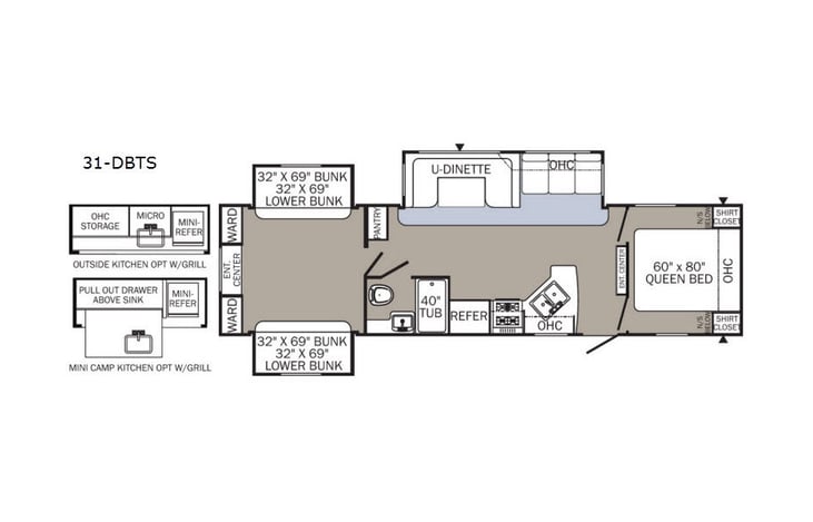 Representative floor plan provided by a trusted RVshare partner.