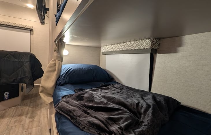 The Adventure Wagon  - Bottom Bunk With Privacy Curtain + Reading Light