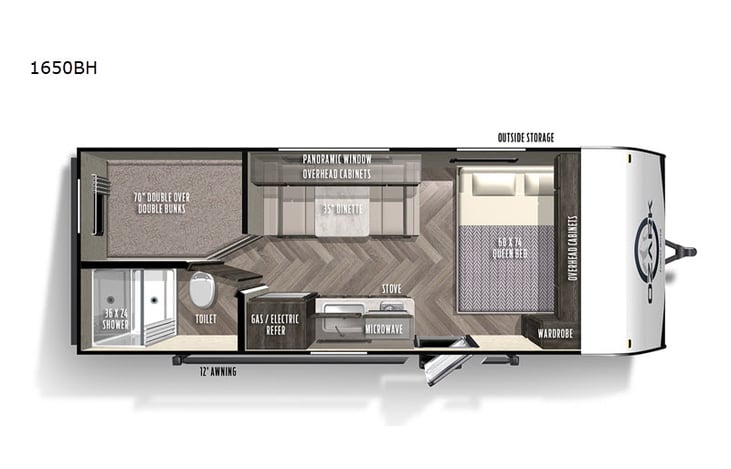 Representative floor plan provided by a trusted RVshare partner.