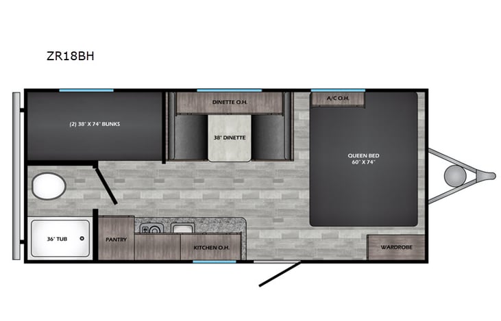 Representative floor plan provided by a trusted RVshare partner.