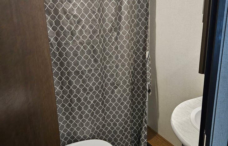 Bathroom with spacious walk in shower