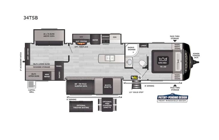 Representative floor plan provided by a trusted RVshare partner.
