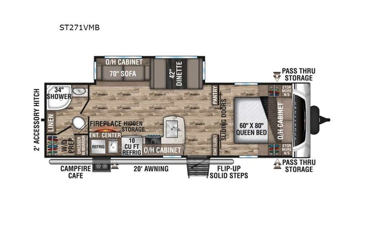 Representative floor plan provided by a trusted RVshare partner.