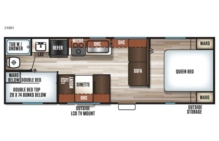 Representative floor plan provided by a trusted RVshare partner.
