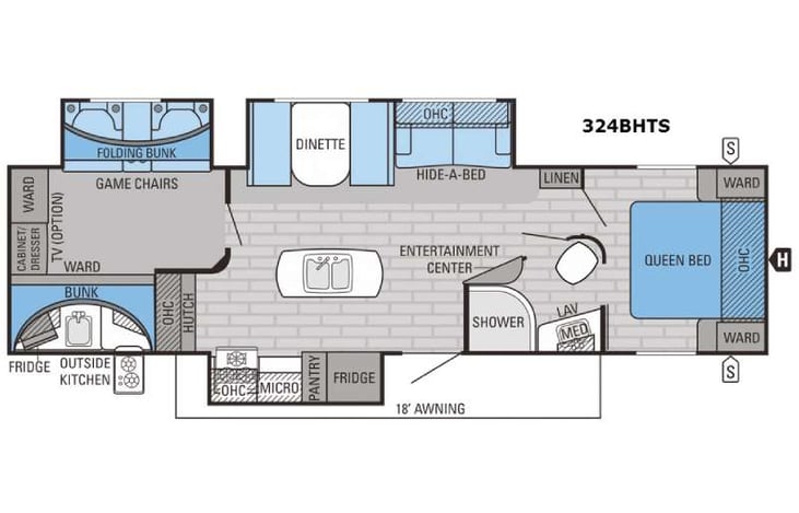 Representative floor plan provided by a trusted RVshare partner.