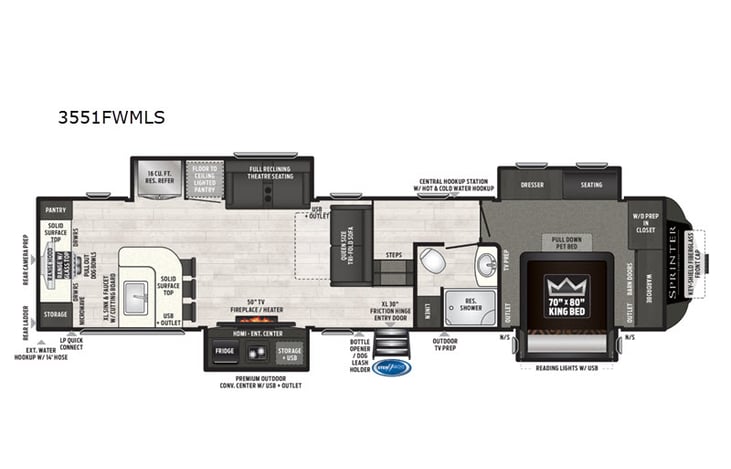 Representative floor plan provided by a trusted RVshare partner.