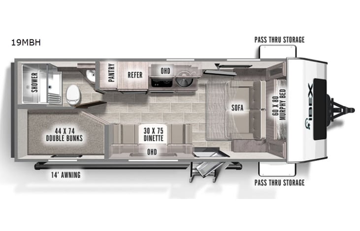 Representative floor plan provided by a trusted RVshare partner.