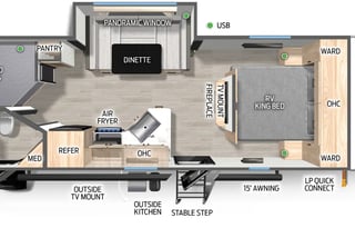 Two entry doors and separate sleeping quarters.