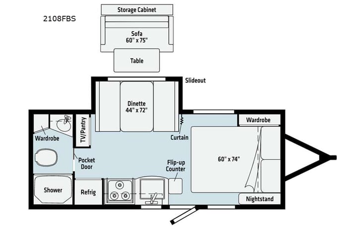 Representative floor plan provided by a trusted RVshare partner.