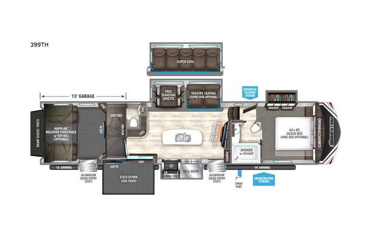 Representative floor plan provided by a trusted RVshare partner.