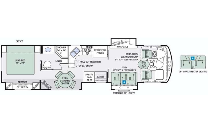 Representative floor plan provided by a trusted RVshare partner.