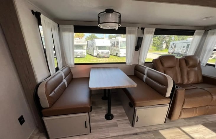 Dinette set that converts to a bed.