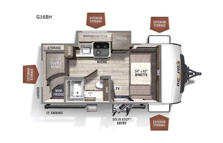 Representative floor plan provided by a trusted RVshare partner.